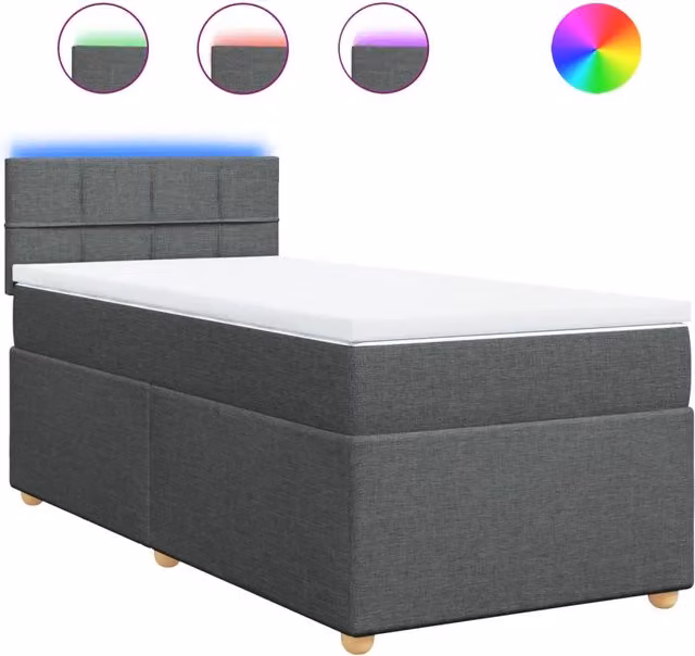 Letto singolo | Letto per adulti | Giroletto a Molle con Materasso Grigio Scuro 80x200 cm Tessuto