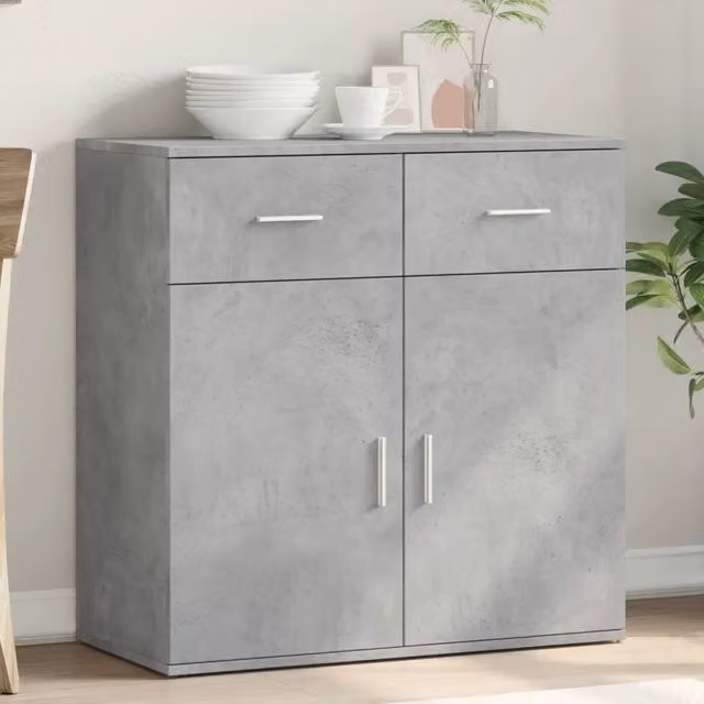 Credenza moderna vidaXL in legno e MDF grigio L: 79 cm, P: 38 cm, H: 80 cm