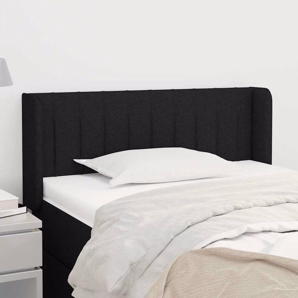 Testiera ad orecchio vidaXL in tessuto nero con struttura in legno L: 103 cm, P: 16 cm, H: 78-88 cm