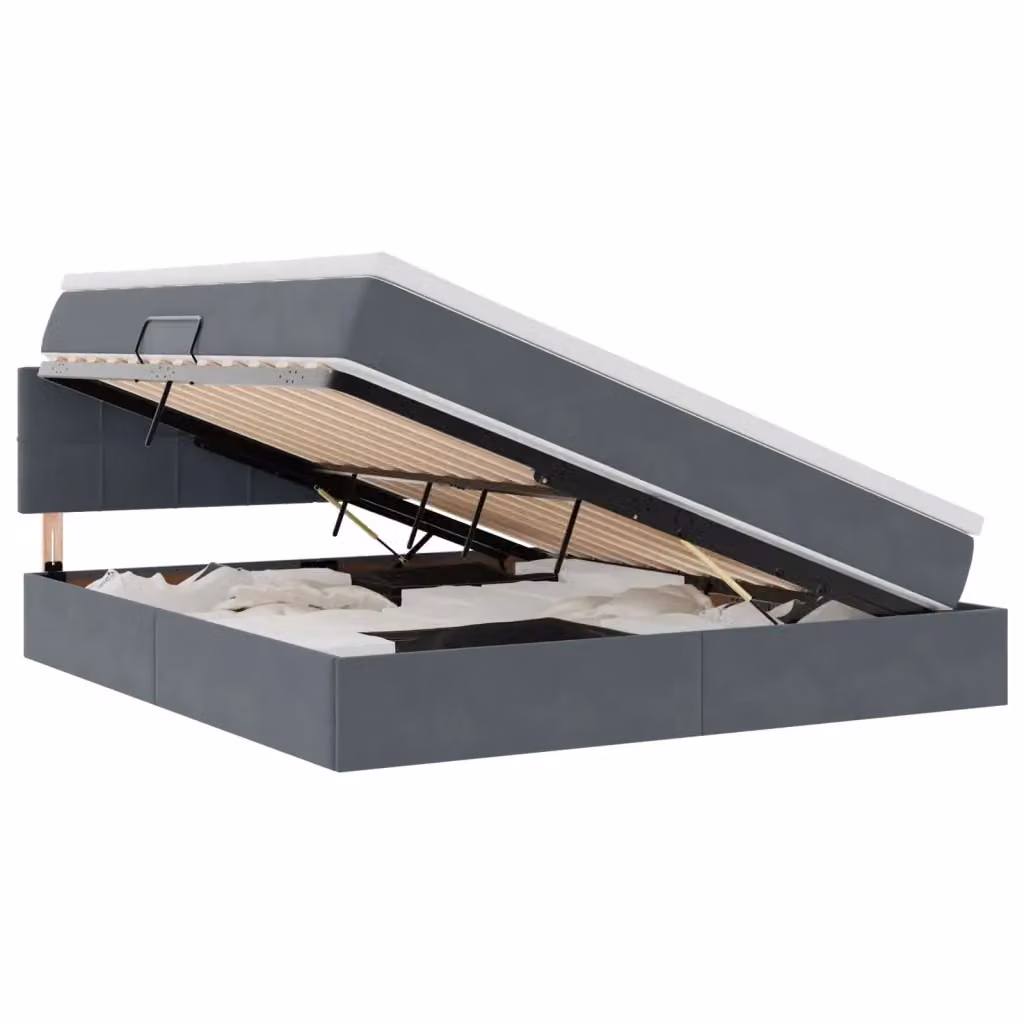Letto con Contenitore vidaXL in Velluto Grigio 180 x 200 cm – 2