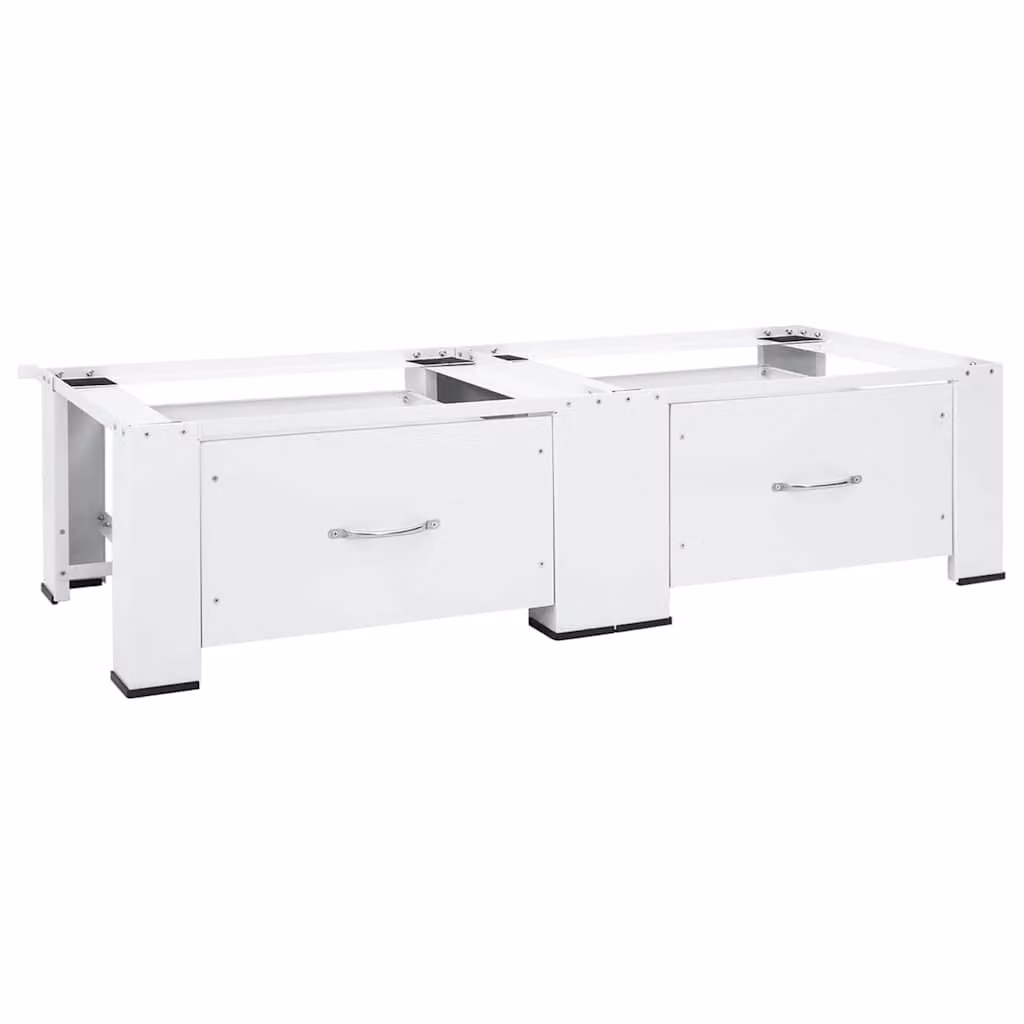 Supporto Doppio per Lavatrice e Asciugatrice vidaXL Bianco con Cassetti, Antiscivolo e Robusto, L 127 cm x P 54,5 cm x H 32,5 cm