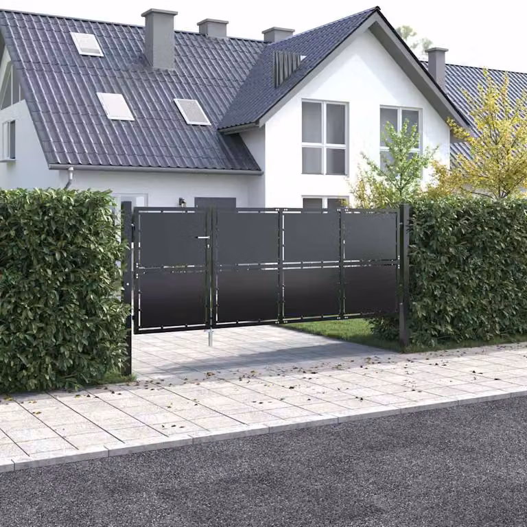 vidaXL Cancello da Giardino Doppio in Acciaio Antracite L: 350 cm, H: 125 cm