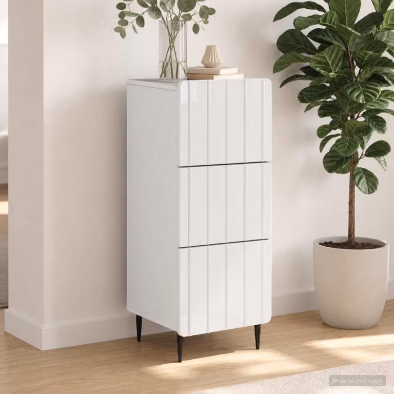 Carrello mobile con cassetti vidaXL bianco lucido con ruote L/P/H: 33 x 34,5 x 92 cm