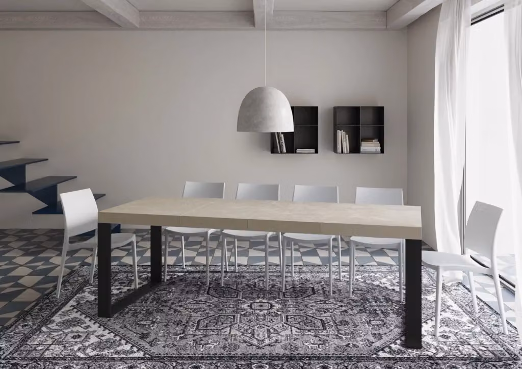 Tavolo allungabile moderno Itamoby con piano in MDF laminato opaco e gambe in metallo antracite L/P: 90 x 140/400 cm – 2