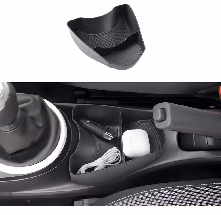 Contenitore portaoggetti per la console centrale, compatibile con Renault Twingo 3 (2014-2024), colore nero, realizzato in plastica ABS