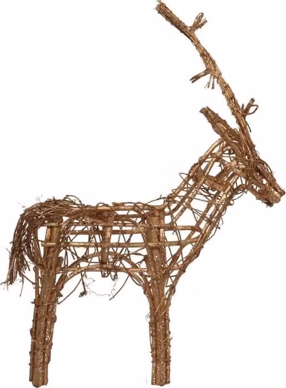 Renna in rattan dorato decorata con glitter - Figurina decorativa 48 cm