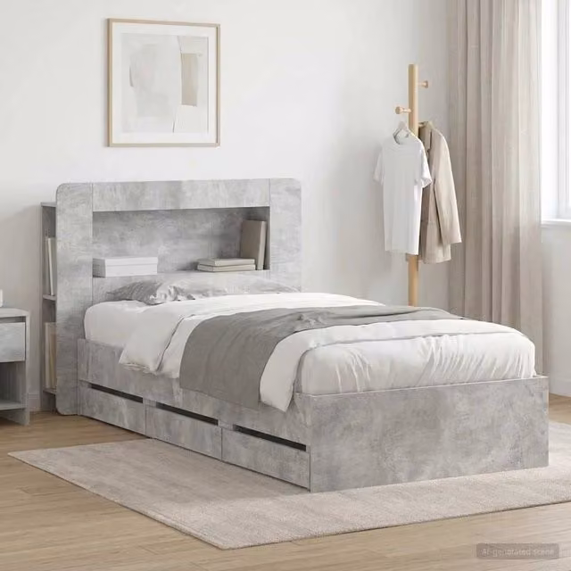 Letto con contenitore e cassetti vidaXL in tessuto Grigio L: 140 cm, P: 211,5 cm, H: 93,5 cm – 1