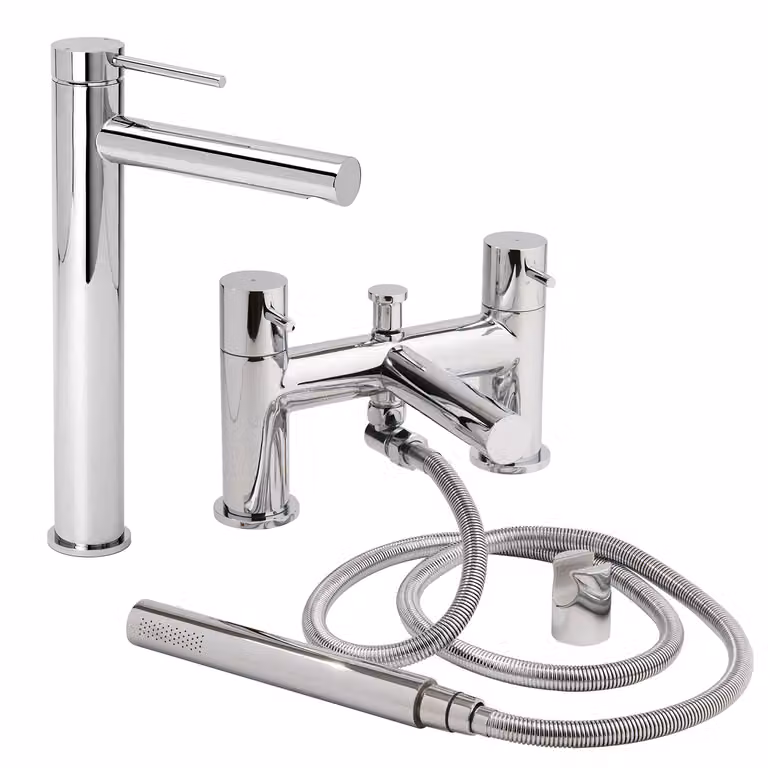 Set di Miscelatori per Lavabo e Vasca da Bagno con Doccia - Cromato - Otto