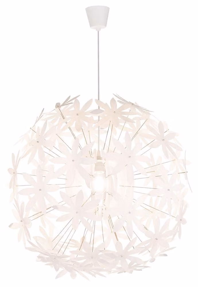 Lampada a sospensione, design floreale, bianco, 60 cm