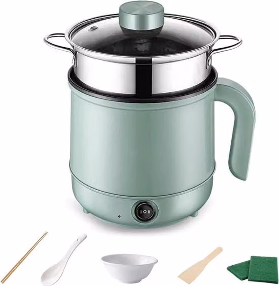 Mini hot pot elettrico con funzione di vapore - 1,7L pentola portatile antiaderente per cottura rapida