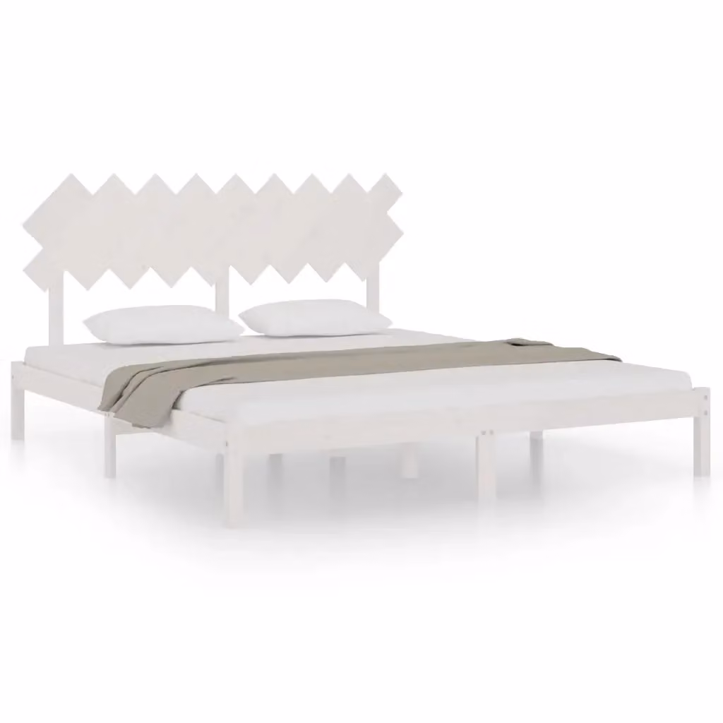 vidaXL Giroletto Super King in Legno Massello di Pino Bianco L/P/H: 180 x 200 cm – 2
