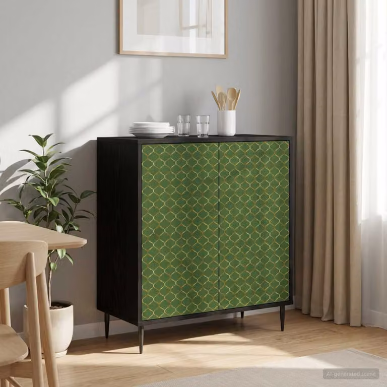 Credenza GELEEN vidaXL in Rovere Nero, design moderno per soggiorno o sala da pranzo, L 69 cm x P 33 cm x H 76 cm