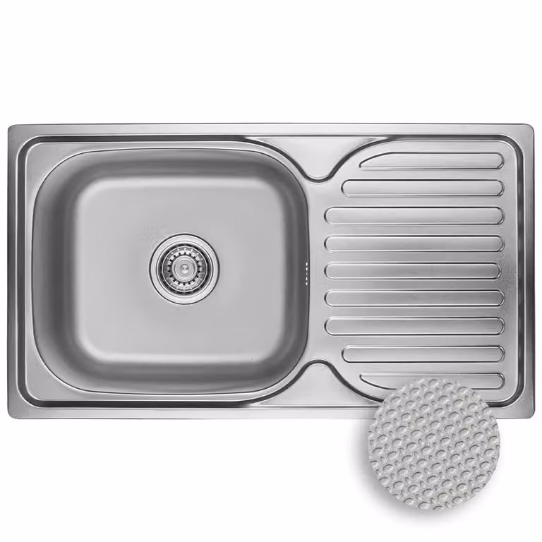 Lavello da cucina a 1 vasca in acciaio inox Lavello da appoggio Lavello con scolapiatti