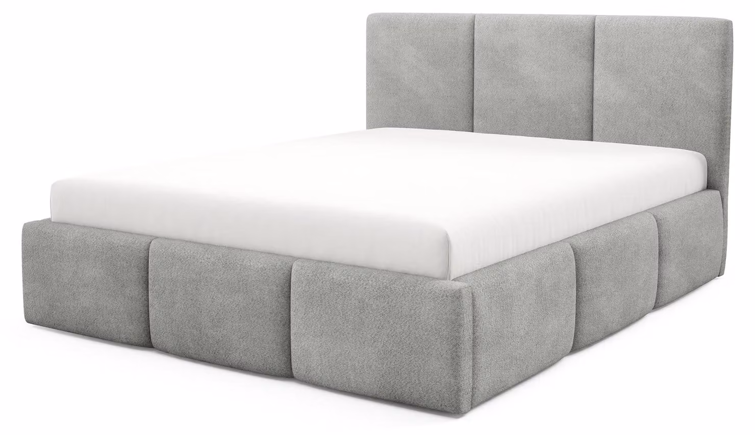 Letto imbottito con contenitore integrato, modello Melora, colore grigio deserto, dimensioni 180 x 200 cm