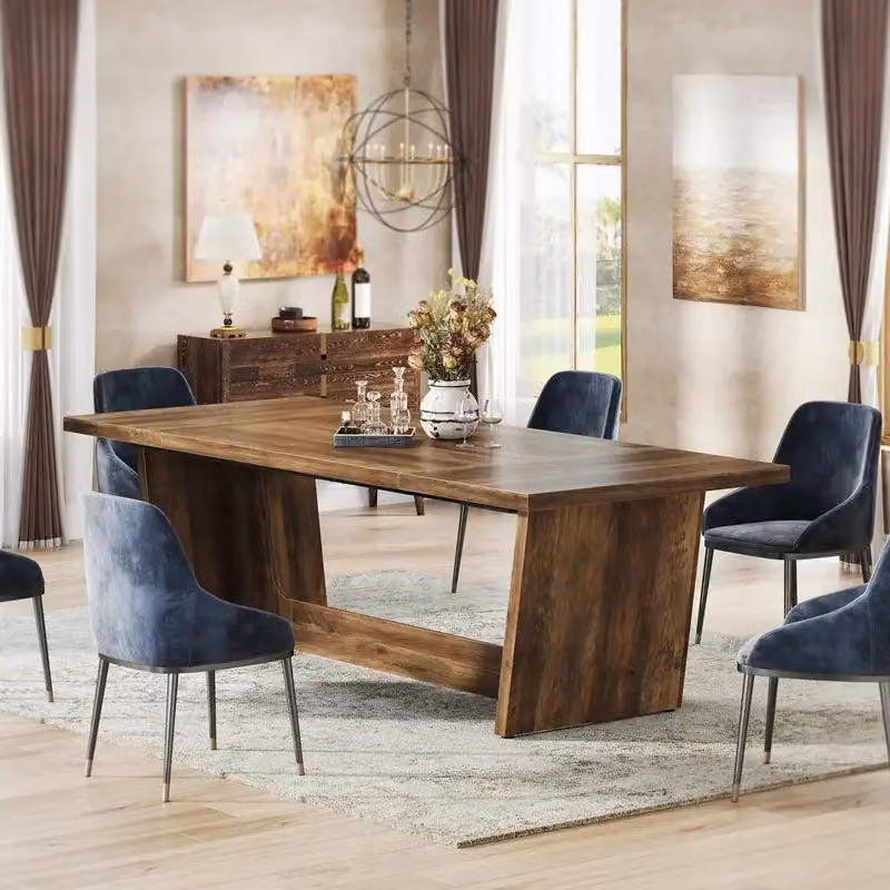 Tavolo da pranzo – 180 cm, extra lungo – Stile industriale moderno – Gambe in legno massello – Resistente ai graffi