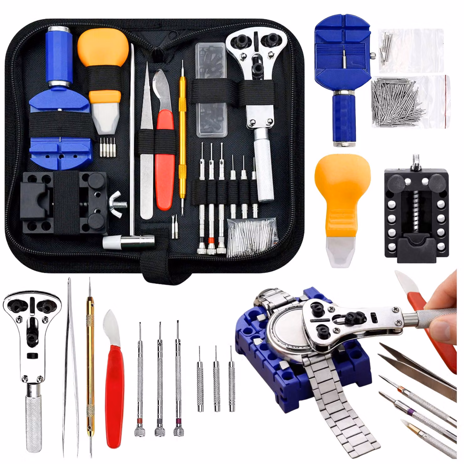 Kit Riparazione Orologi Valigetta Attrezzi Professionali 147 Pz.