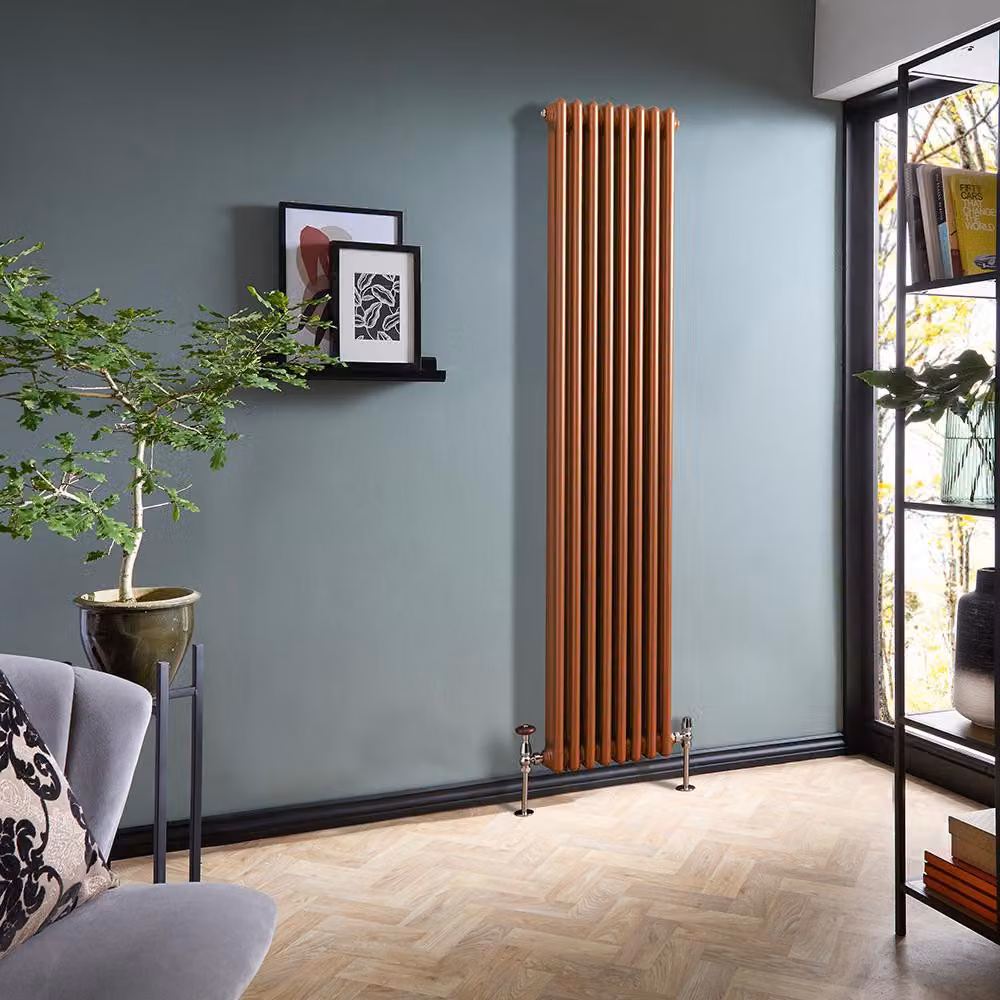 Radiatore Tradizionale Verticale a Doppia Colonna - Rame Metallizzato - 1800mm x 380mm - Regent by Hudson Reed