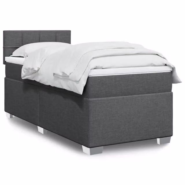 Giroletto a Molle con Materasso Grigio Scuro 90x190 cm Tessuto 3288044