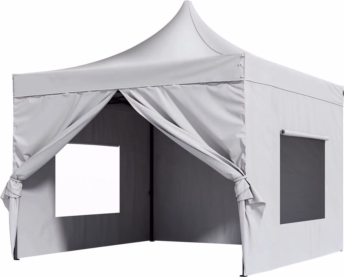 Casetta da giardino pieghevole 3x3 m – Tenda da festa/gazebo – Bianca – Impermeabile, stabile, con borsa per riporla