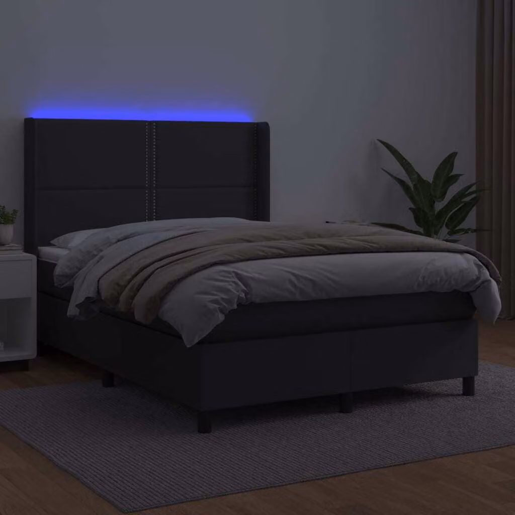 Maison Exclusive - Giroletto a Molle con Materasso e LED Nero 140x200cm Pelle finta