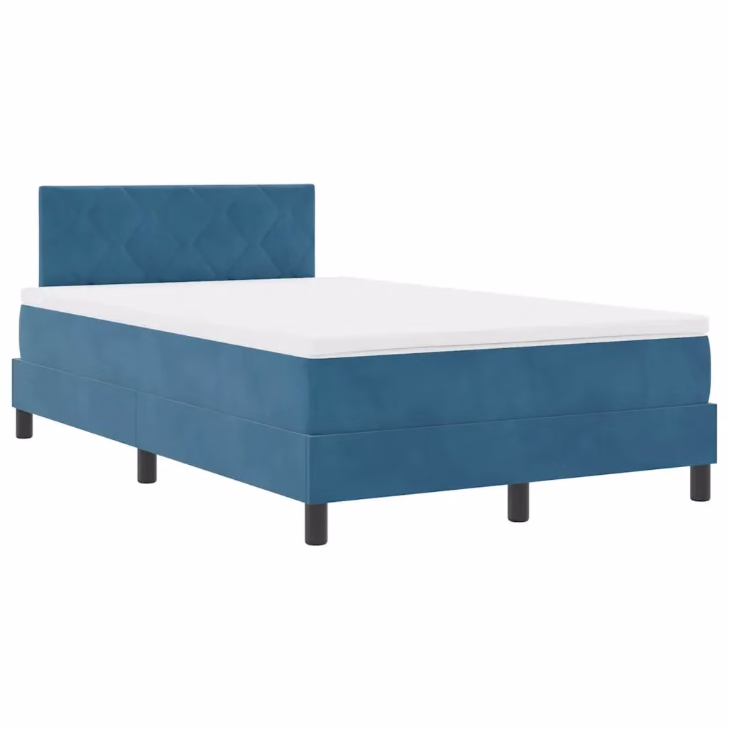 Letto a molle con illuminazione LED vidaXL in velluto blu, L 120 x P 200 cm – 2