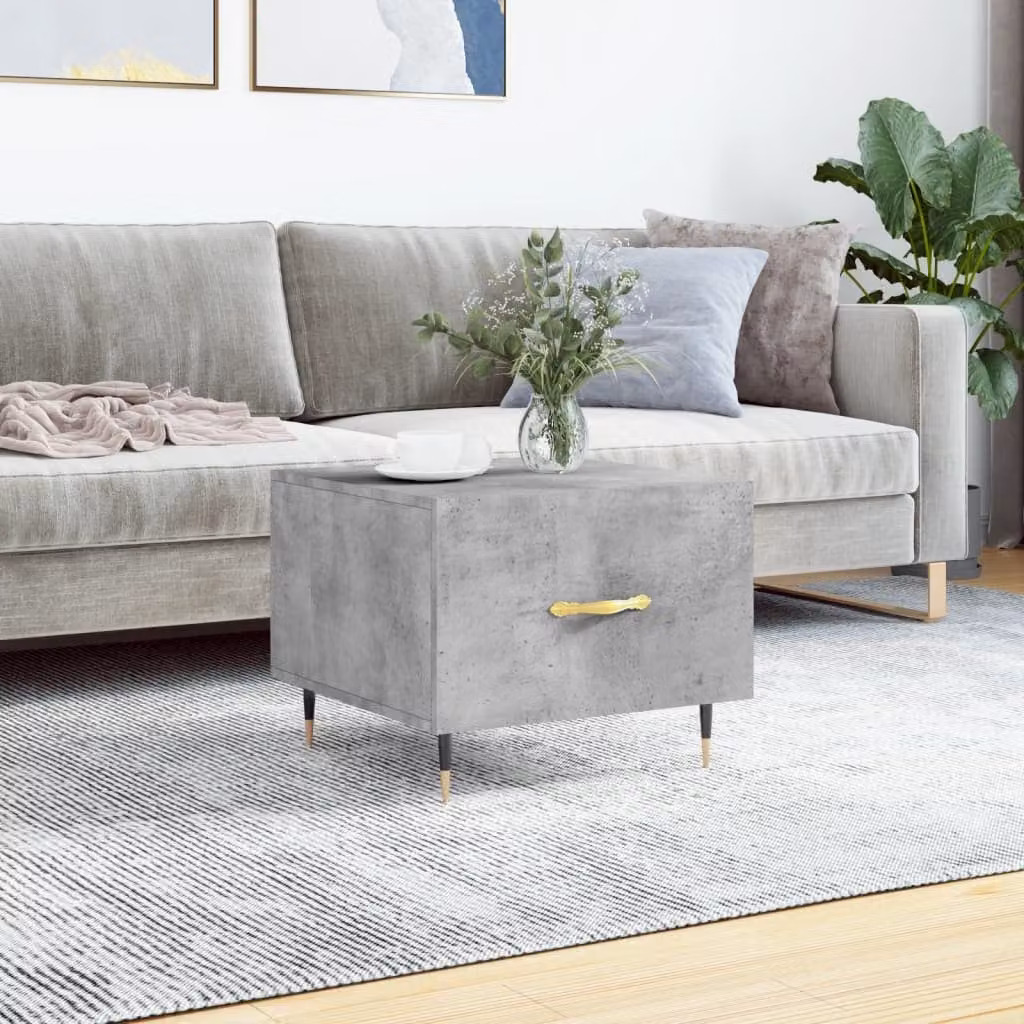 vidaXL Tavolino da salotto moderno quadrato in legno e composito grigio L/P/H: 50 x 50 x 40 cm