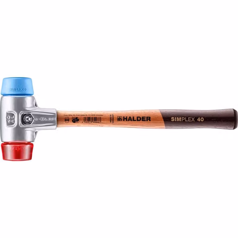 Mazza SIMPLEX soft-face con alloggiamento in alluminio e manico in legno, Ø 40, TPE-soft / plastica