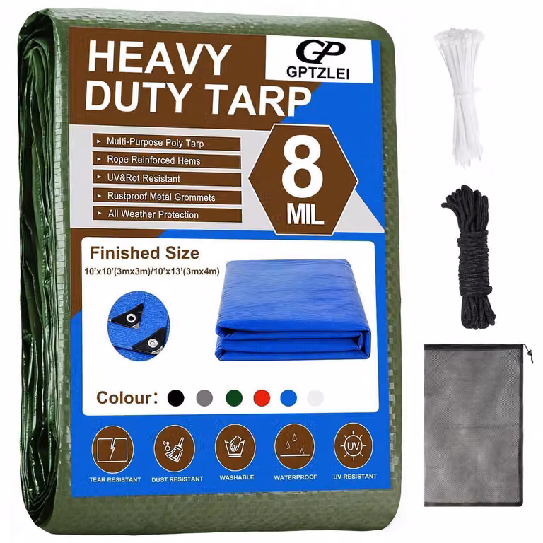 Telo di copertura impermeabile con occhielli, verde, 3x3 metri, tessuto da 240 g/m²