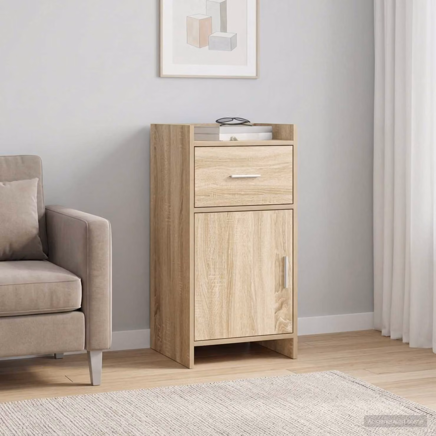 Credenza moderna vidaXL in rovere Sonoma e metallo, L 40 cm x P 36 cm x H 80 cm