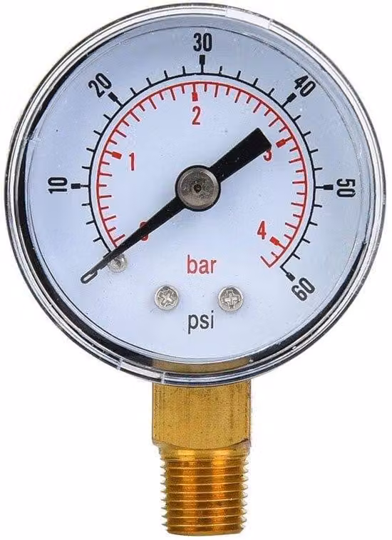 Manometro meccanico da 0 a 60 PSI / 0 a 4 BAR - attacco da 1/8 di pollice - resistente agli urti - misurazione precisa della pressione