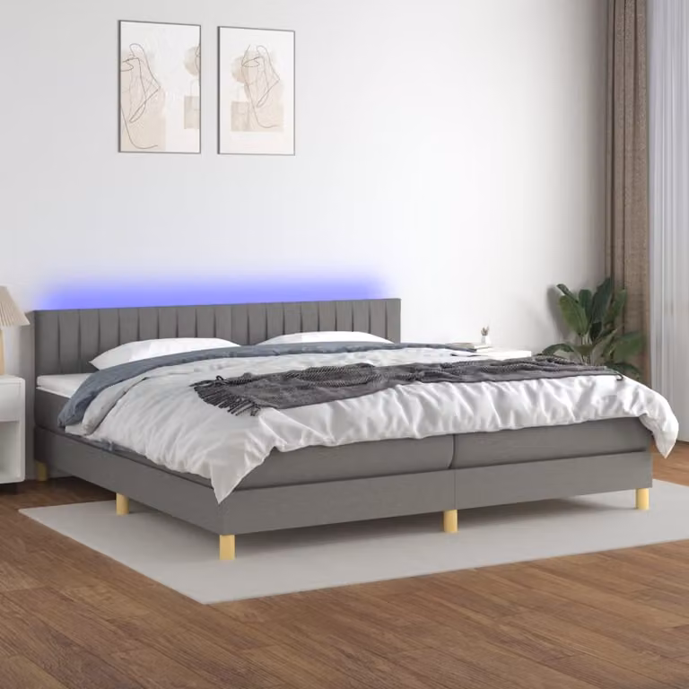 Maison Exclusive - Letto a Molle Materasso e LED Grigio Scuro 200x200cm in Tessuto
