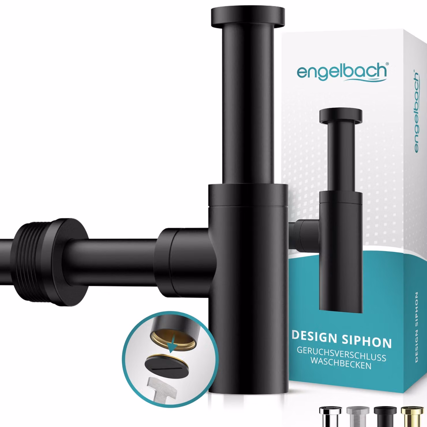 Elzusha - Sifone di design per lavabo, con apertura per la pulizia e tubi di scarico universali