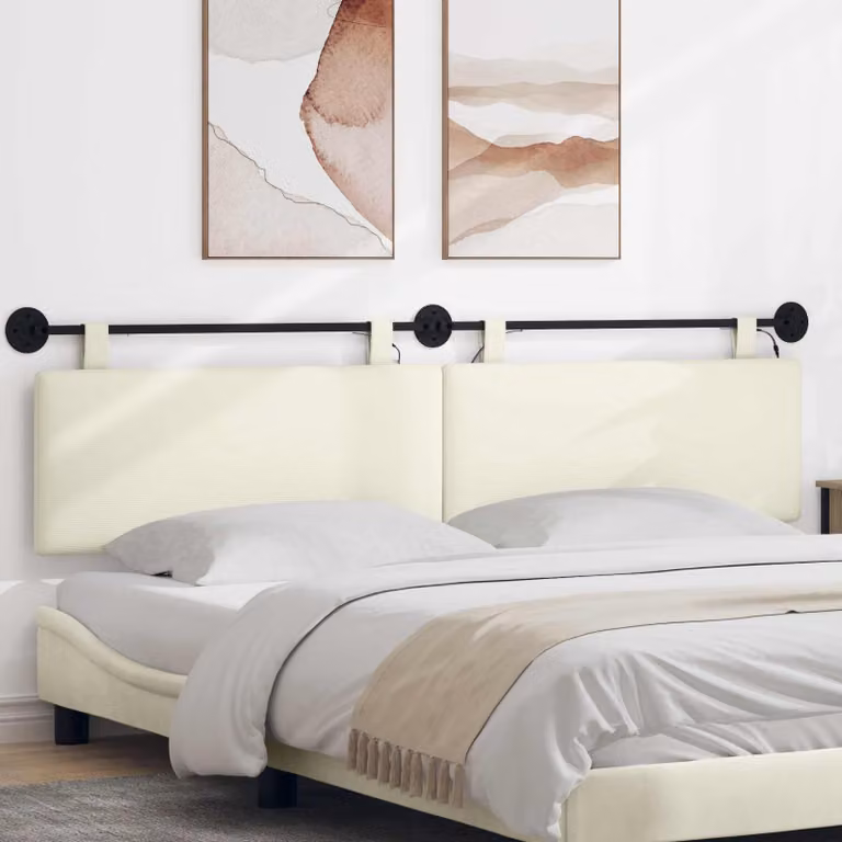 Testiera sospesa vidaXL in tessuto cord beige con illuminazione integrata