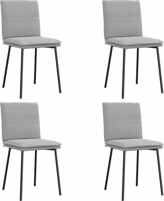 Set di 4 sedie da pranzo moderne in velluto grigio per cucina e soggiorno