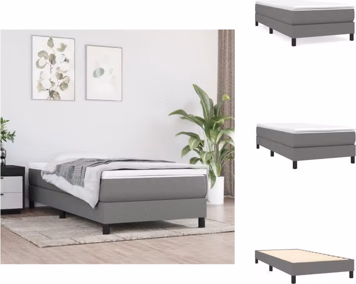 vidaXL Letto a molle con materasso in tessuto grigio scuro 100x200 cm - Letti e strutture letto