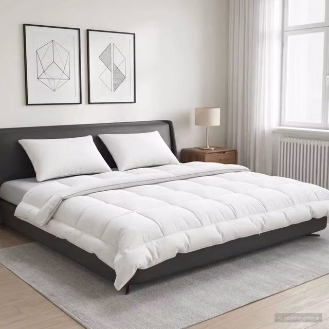 Set di piumone e cuscini 3 pz vidaXL in cotone e lana nuova, ideale per l'estate, colore bianco, L 200 x P 200 cm