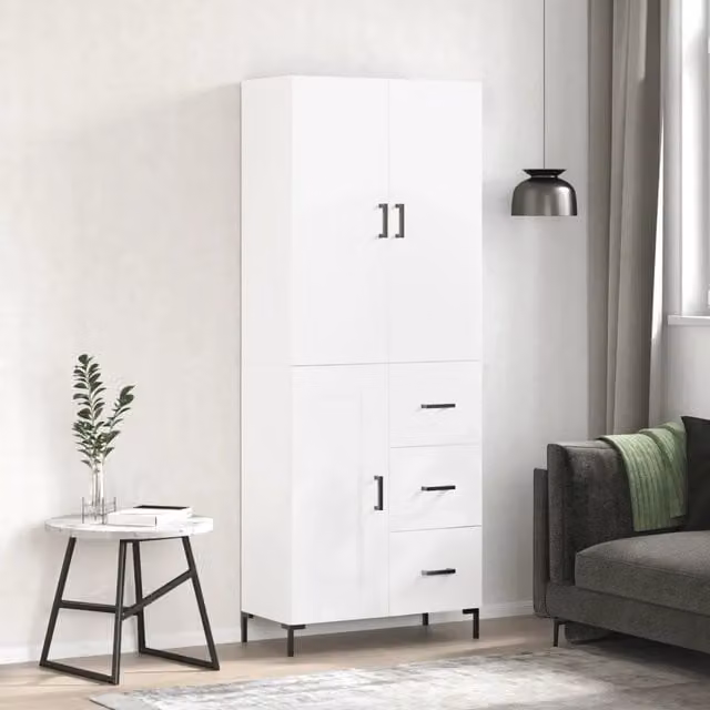 Credenza Bianca 69,5x34x180 cm in Legno Multistrato 3196011