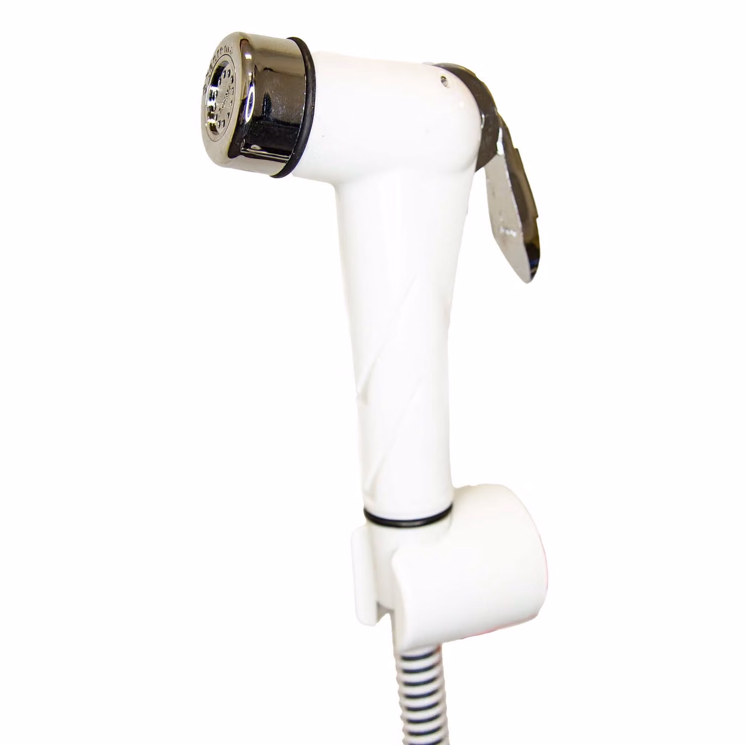 Set bidet e doccetta per WC tecuro SHATTAF, bianco/cromo, a getto singolo, con tubo flessibile da 1,20 m e supporto a muro