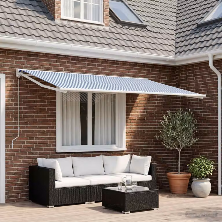 Telo di ricambio per tenda da sole vidaXL in poliestere, Blu e Bianco, L 400 x P 350 cm