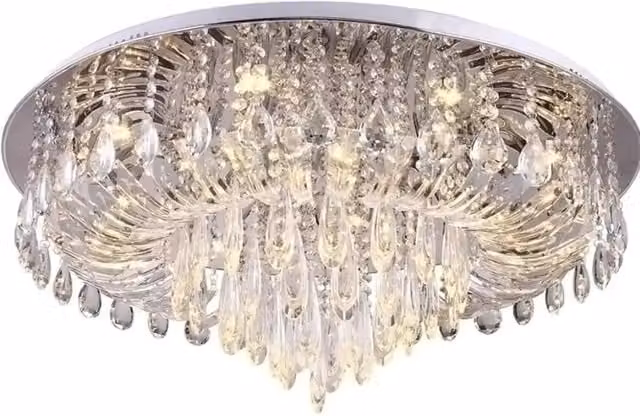 Lampada da soffitto Toolight APP781-9C in cristallo trasparente e argento con design round glamour – 1
