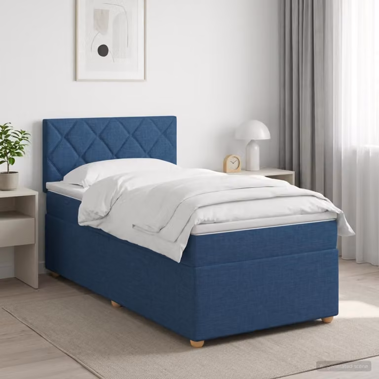 Maison Exclusive - Letto boxspring con materasso e testiera Blu 90 x 190 cm Tessuto