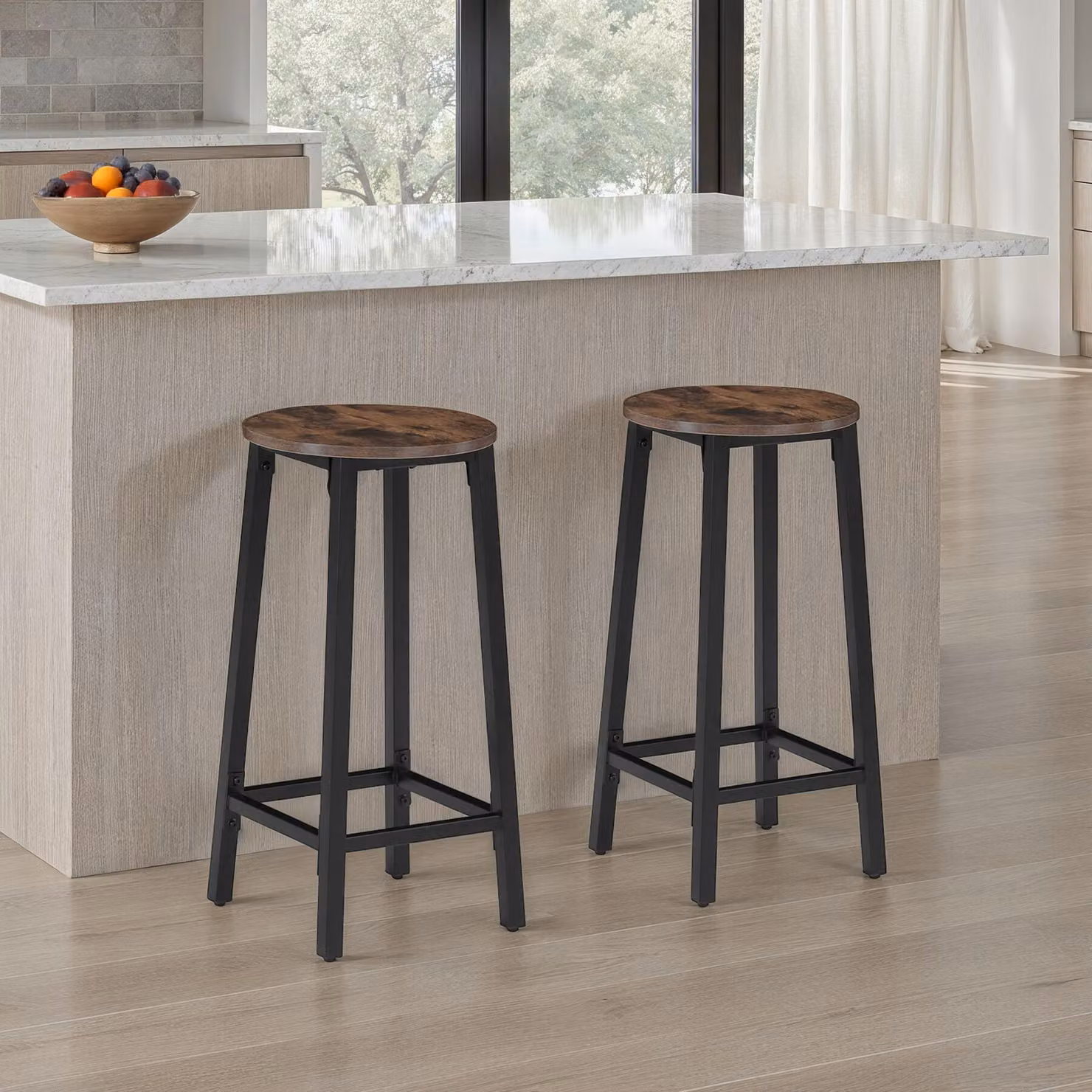 Sgabelli da bar Corby TecTake in stile industriale con finitura marrone e struttura in metallo – 2