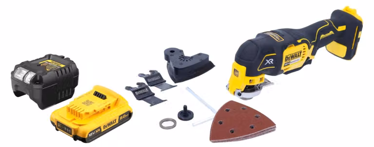 Multiutensile oscillante a batteria DeWalt DCS 355 D1 18 V brushless + 1x batteria ricaricabile 2,0 Ah + caricabatterie + accessori