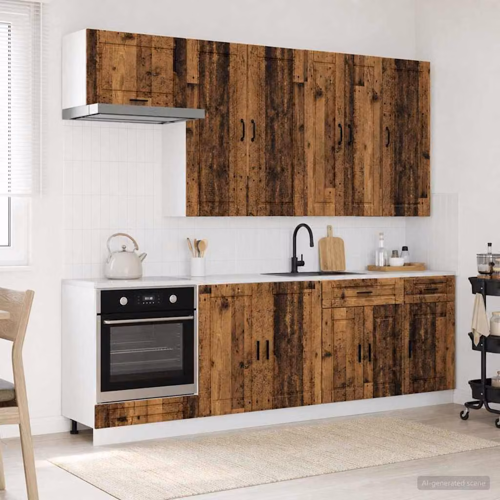 Unità cucina moderna vidaXL PORTO composta da 8 pezzi in legno color marrone con ante a battente e cassetti