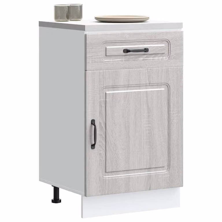 Base da cucina moderna vidaXL Kalmar Grigio Sonoma in legno e MDF con ante a battente