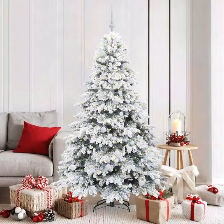 Albero di Natale artificiale bianco vidaXL con 300 LED luce bianca calda in PE e PVC, Altezza: 180 cm