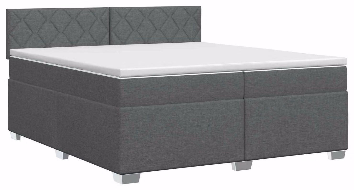 Letto a molle con materasso grigio scuro 200 x 200 cm in tessuto