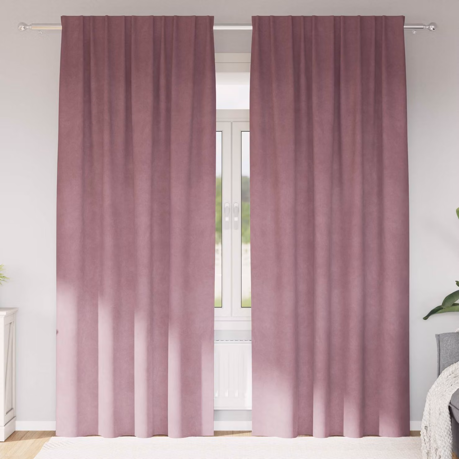 Set di 2 tende oscuranti vidaXL in velluto rosa, L: 140 cm, H: 260 cm