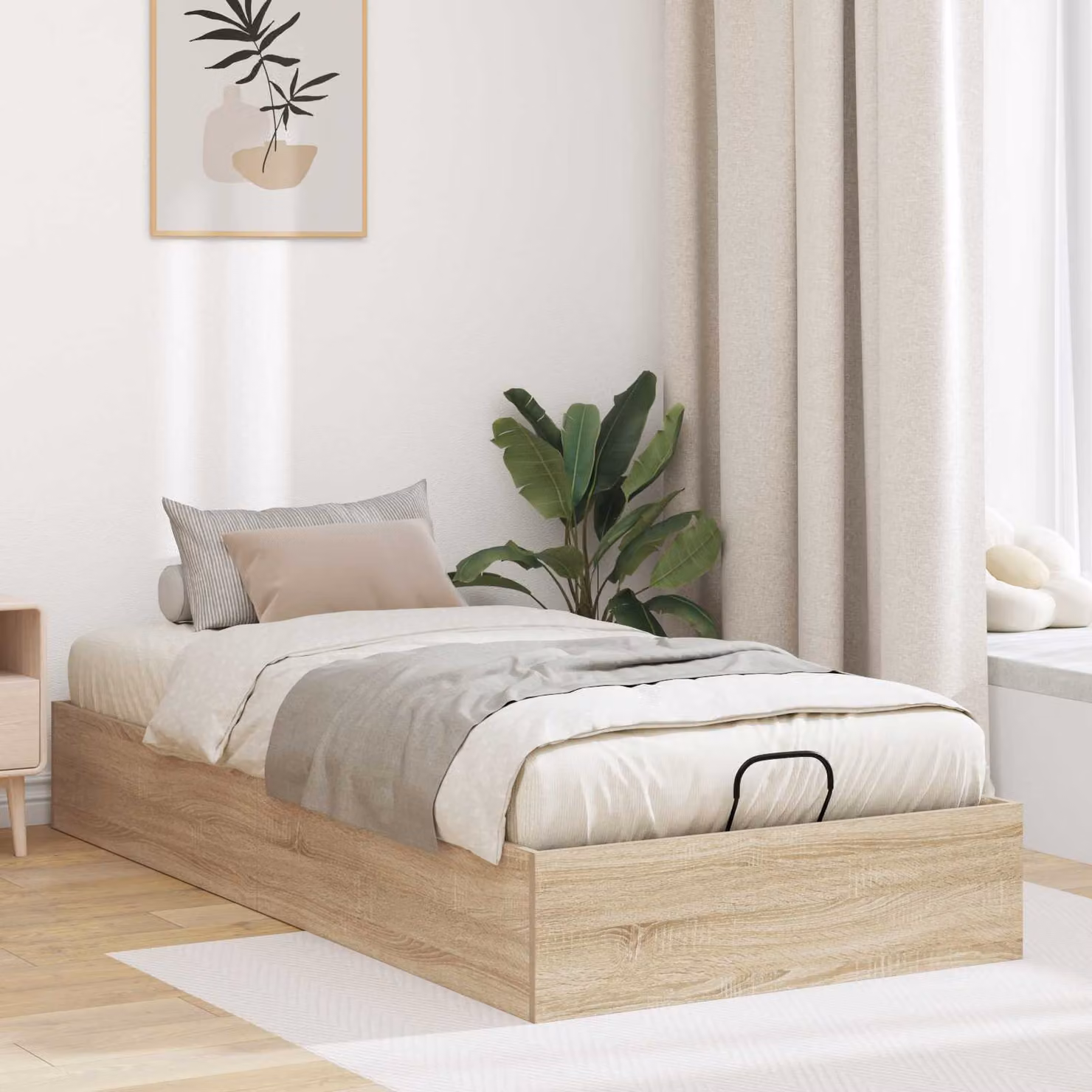 Letto ottomano vidaXL in legno ingegnerizzato Rovere Sonoma, L 80,5 x P 200 cm