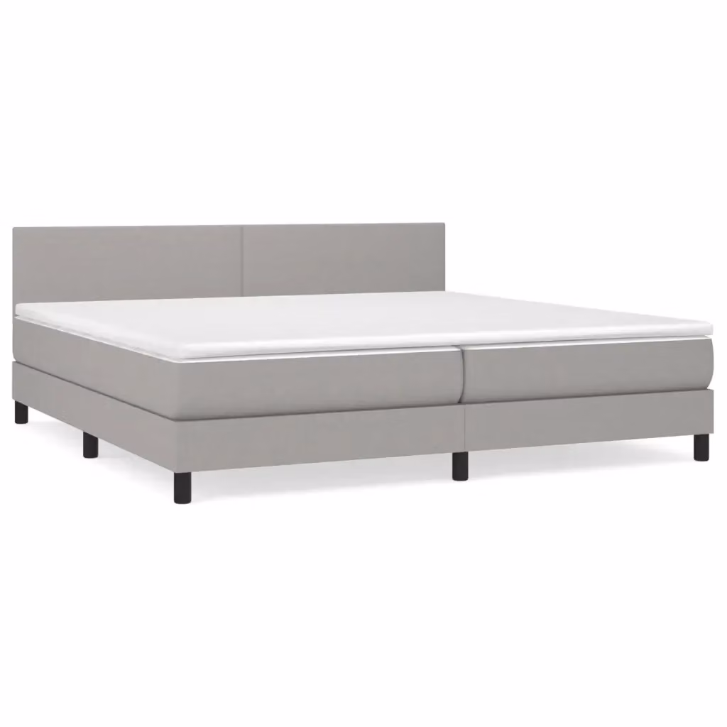 vidaXL Letto Ibrido con Giroletto a Molle e Materasso in Tessuto Grigio e Bianco L/P/H: 200 x 200 x 88 cm – 2